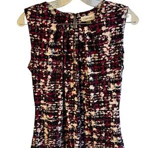 Calvin Klein Printed Matte Jersey Pleated Crew Neck Cami Small